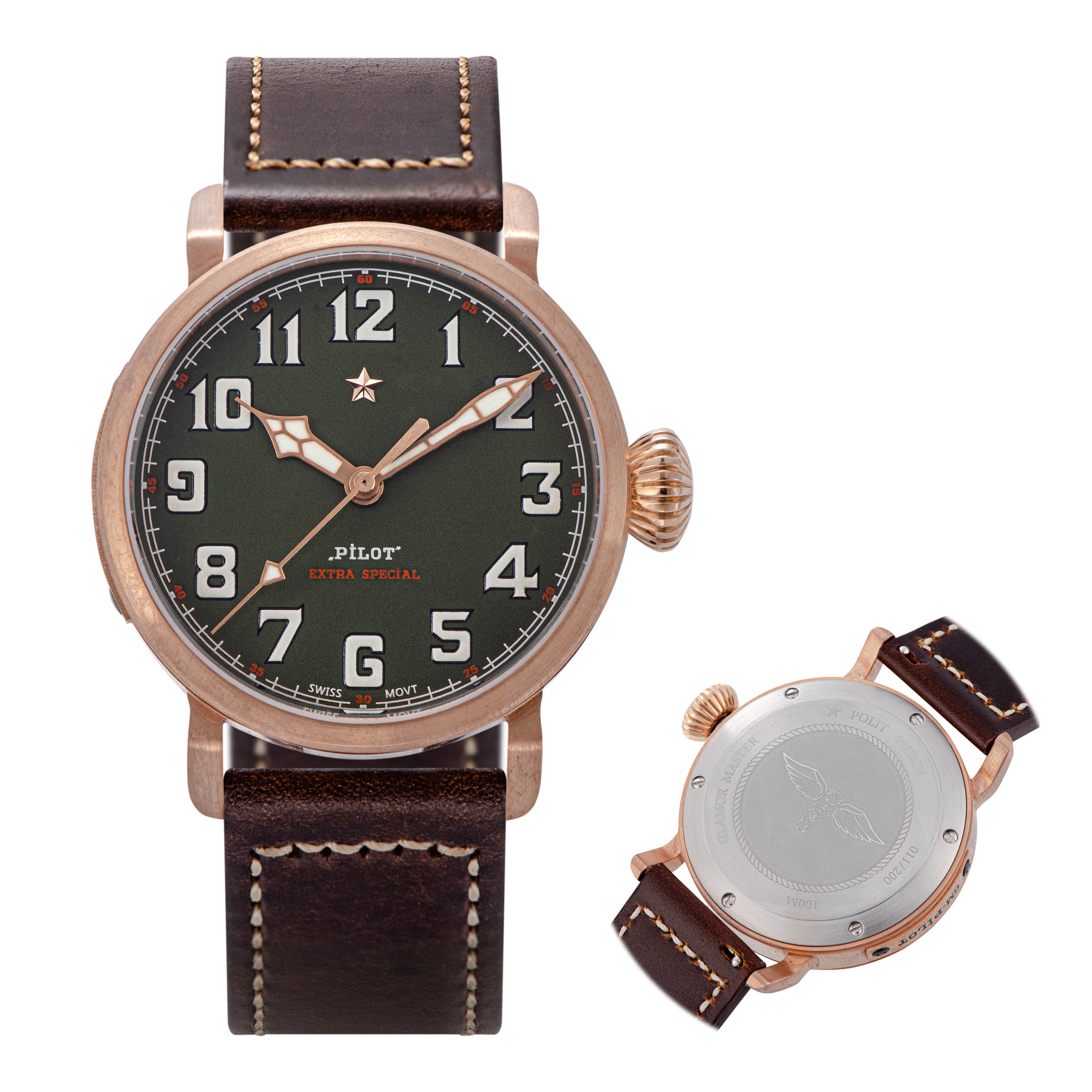 Pilot Master SUPILOT008 Green Dial ST2130 Movement-TIME.SHOP