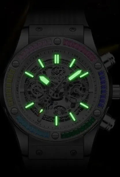 Onola Luxury automatic Mechanica watch for mens sports waterproof clocks fashion Rainbow Diamond AAA wristwatches Reloj 2023 New