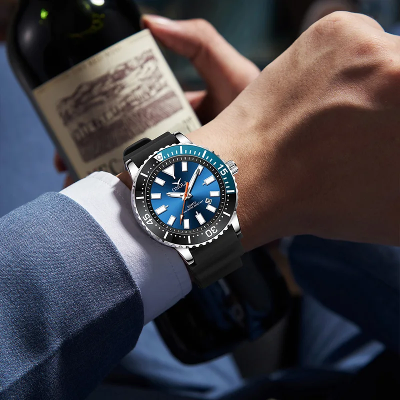 Hot Sale Business Men's Watch ONOLA Genuine Waterproof Leisure Quartz Watch Fashion Rubber Strap Men's Clock Gift