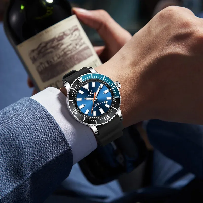 Hot Sale Business Men's Watch ONOLA Genuine Waterproof Leisure Quartz Watch Fashion Rubber Strap Men's Clock Gift
