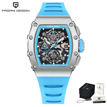 Pagani Design Men's Quartz Watches Japan Movt Skeleton Dial Waterproof Sport Rectangle Sapphire Glass Chronograph Watch For Men