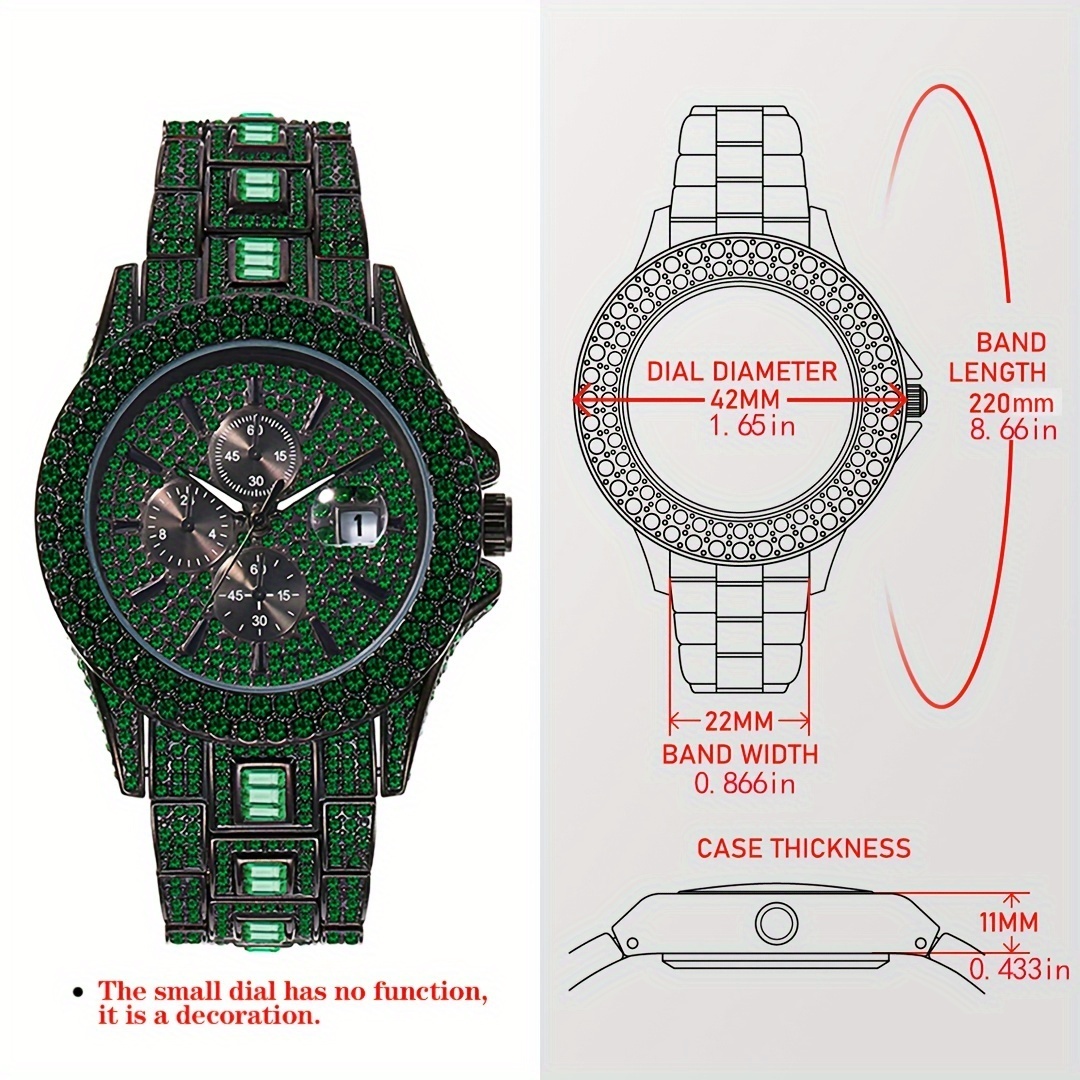 New Blue Rhinestone Hip Hop Men's Watch Fashion Ice Party Jewelry Watch Luxury Shining Gemstone Accessories Watch Fashion Men's and Women's Watch