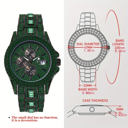 New Blue Rhinestone Hip Hop Men's Watch Fashion Ice Party Jewelry Watch Luxury Shining Gemstone Accessories Watch Fashion Men's and Women's Watch