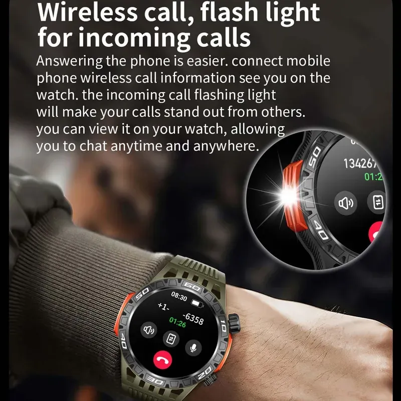 Smart watch men with LED lighting compass sports fitness tracker watch IP68 waterproof Bluetooth Talk smartwatch for Android iOS