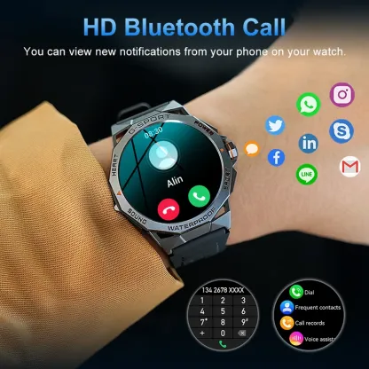 Hit 1.43 "AMOLED HD screen new Bluetooth call smart watch sports fitness tracker health monitor smart watch for Android iOS