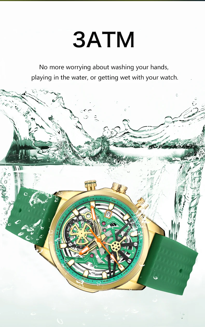 MEGIR 2235 Men's Quartz Watches Fashion Brand Sports Waterproof Silicone Strap Wristwatch Large Dial Clock Relogio Masculino