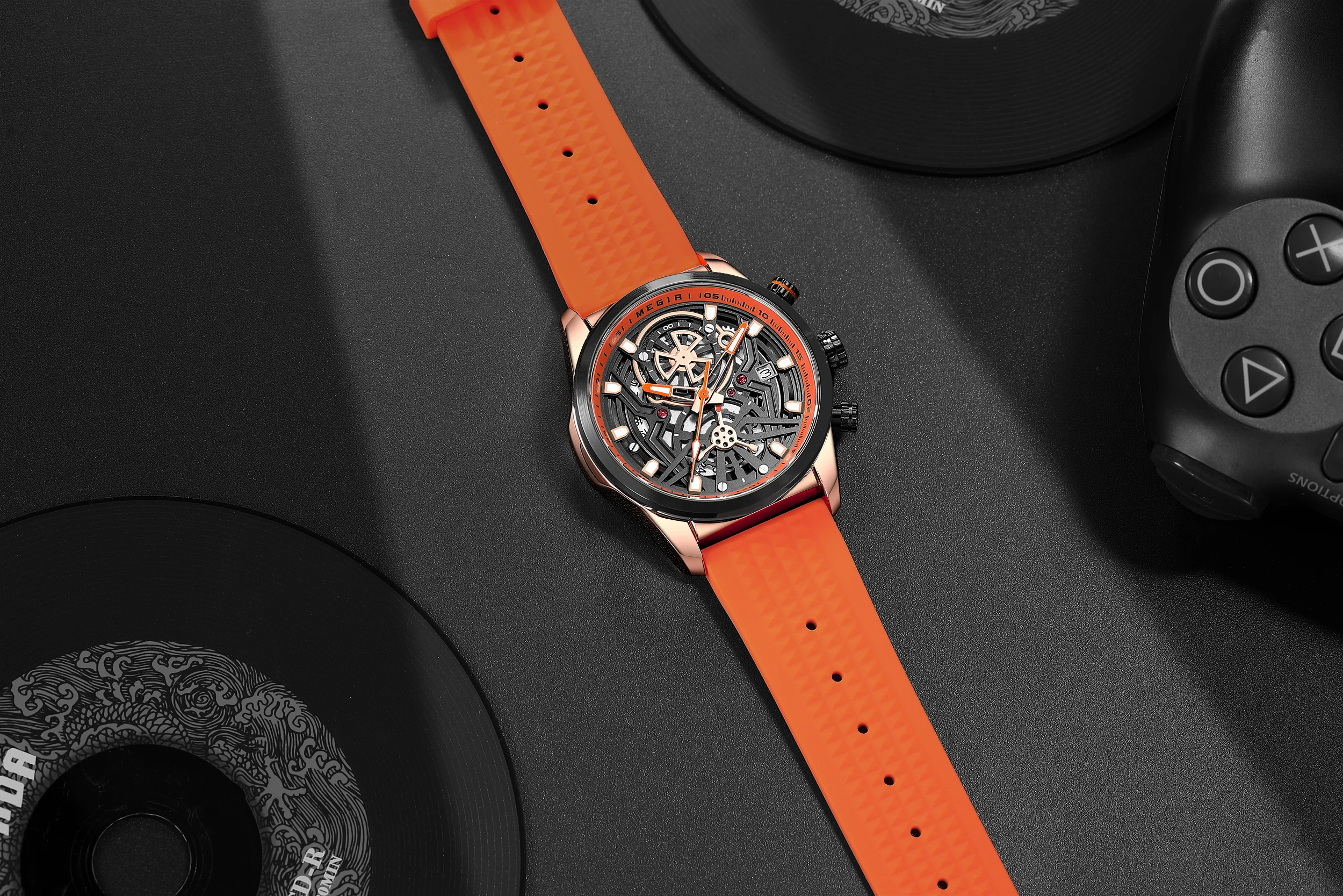 MEGIR 2235 Men's Quartz Watches Fashion Brand Sports Waterproof Silicone Strap Wristwatch Large Dial Clock Relogio Masculino