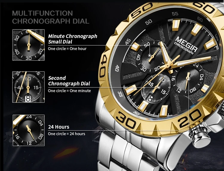 New Luxury Brand Male Reloj Megir 2087 Chronograph Wrist Watch