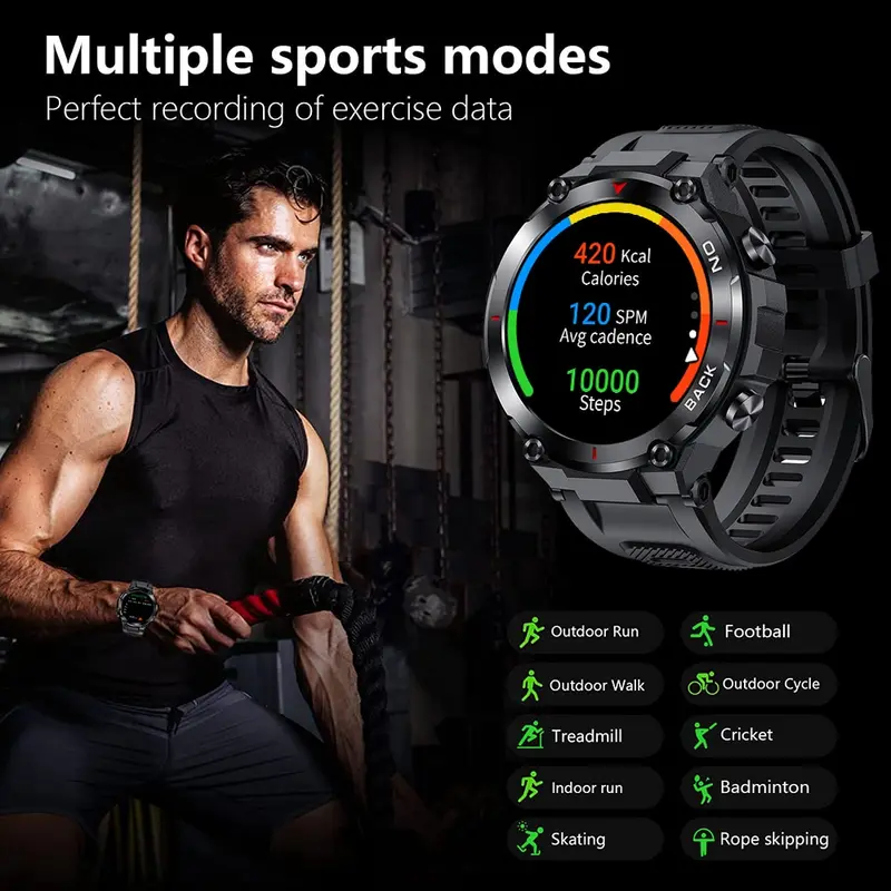 Struck outdoor military GPS smart watch men 360*360 HD screen heart rate IP68 waterproof sports smartwatch for Android iOS K37