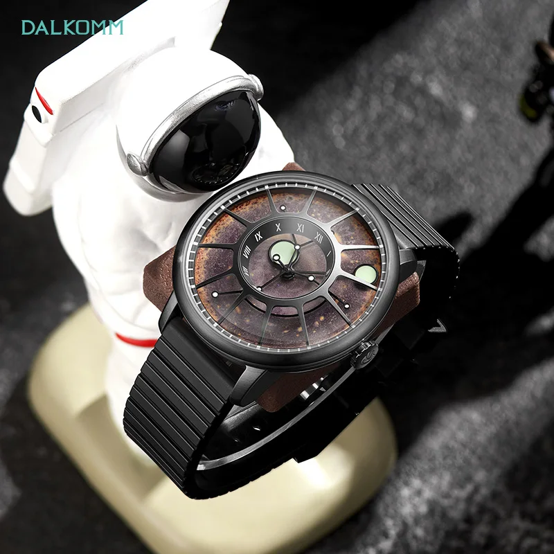 DALKOMM 2024 Design New Mechanical Watch NH35 Planet Theme Automatic Watch Men's Luminous Hands 100M Waterproof Rubber Strap