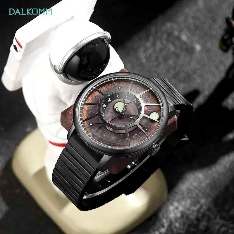 DALKOMM 2024 Design New Mechanical Watch NH35 Planet Theme Automatic Watch Men's Luminous Hands 100M Waterproof Rubber Strap