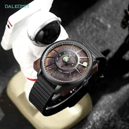DALKOMM 2024 Design New Mechanical Watch NH35 Planet Theme Automatic Watch Men's Luminous Hands 100M Waterproof Rubber Strap