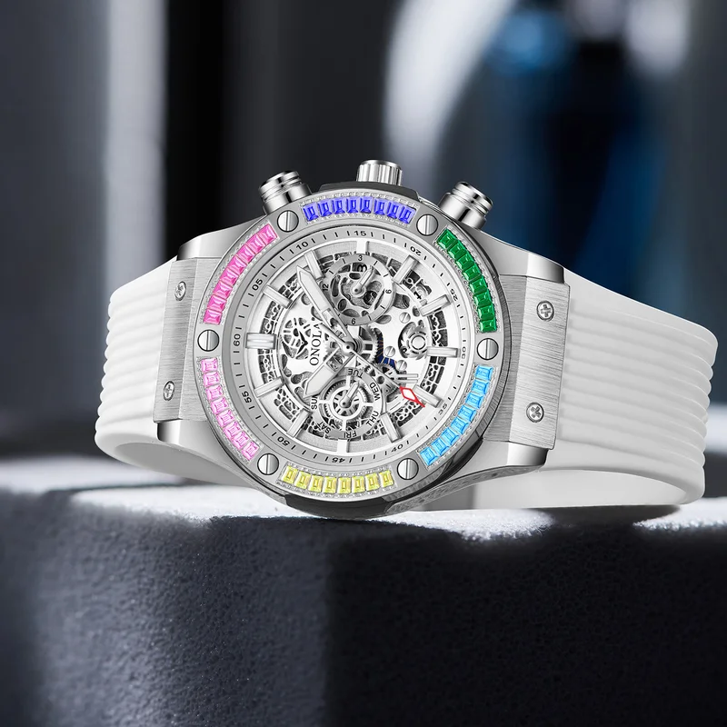 Onola Luxury automatic Mechanica watch for mens sports waterproof clocks fashion Rainbow Diamond AAA wristwatches Reloj 2023 New