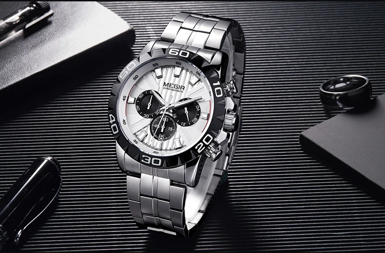 New Luxury Brand Male Reloj Megir 2087 Chronograph Wrist Watch