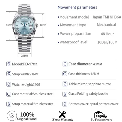 PAGANI DESIGN 2024 New DD40 NH36A Men's Watches Luxury Automatic Mechanical Watch For Men AR Sapphire Glass Date Wrist watch Men