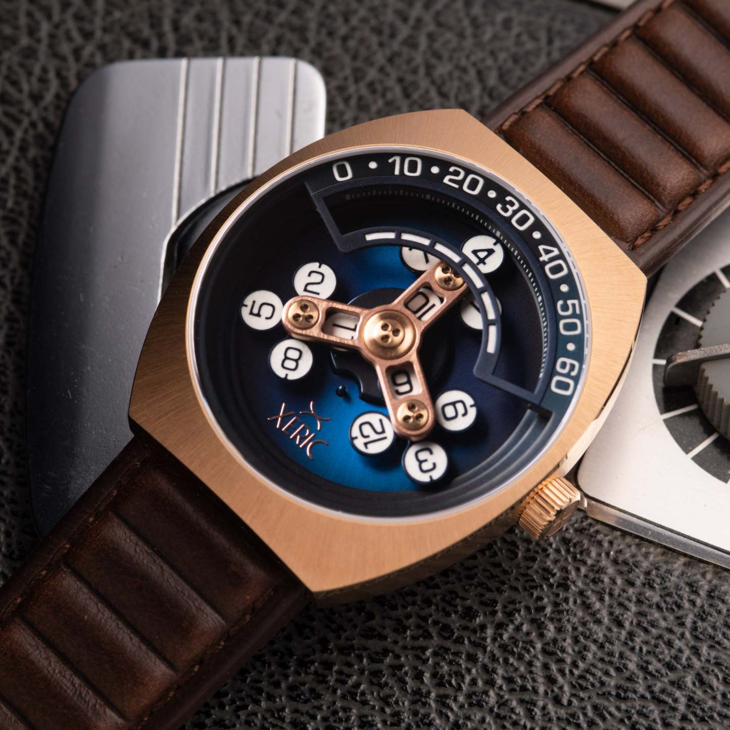 Xeric Scrambler Automatic Wandering Hour Rose Gold Ocean-TIME.SHOP