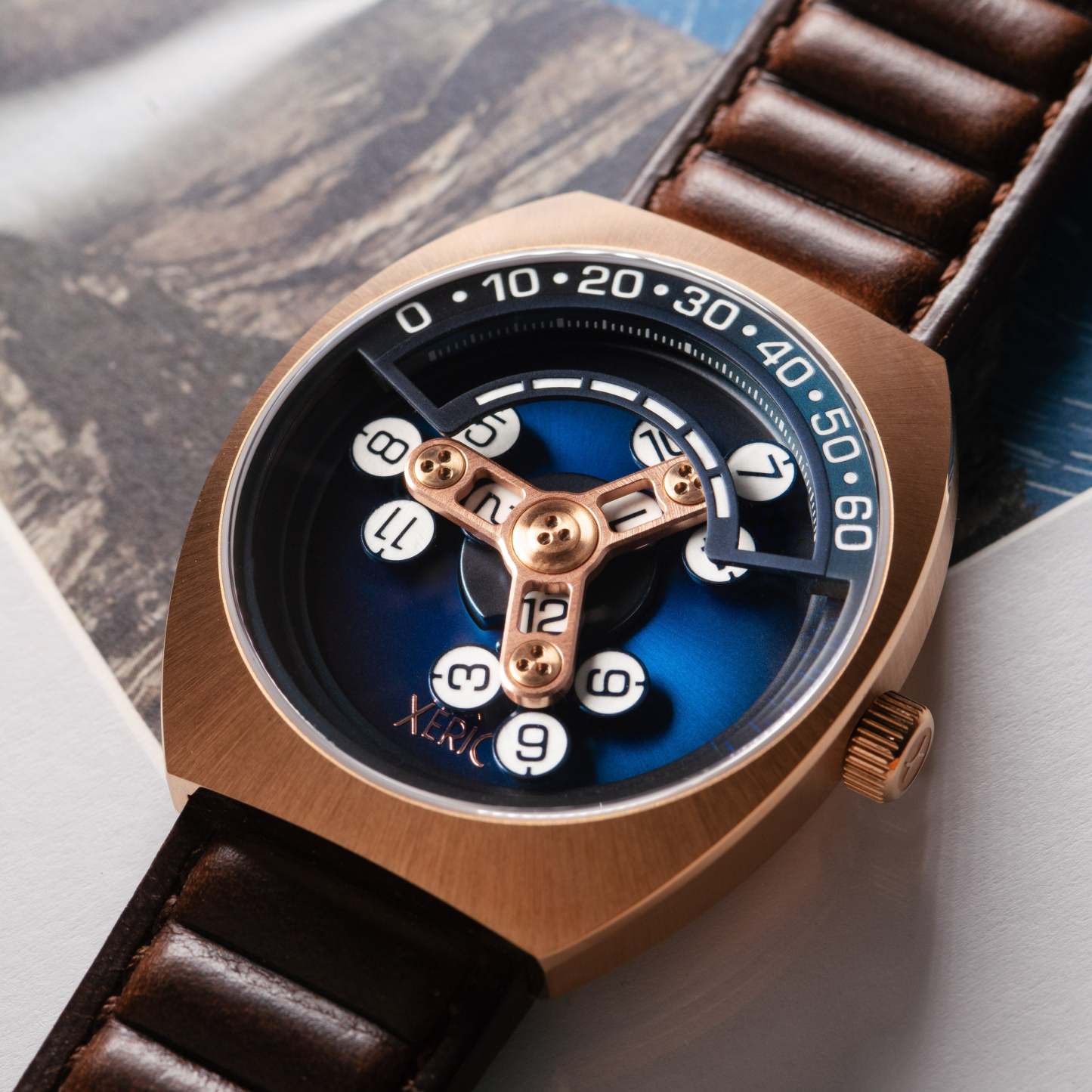 Xeric Scrambler Automatic Wandering Hour Rose Gold Ocean-TIME.SHOP