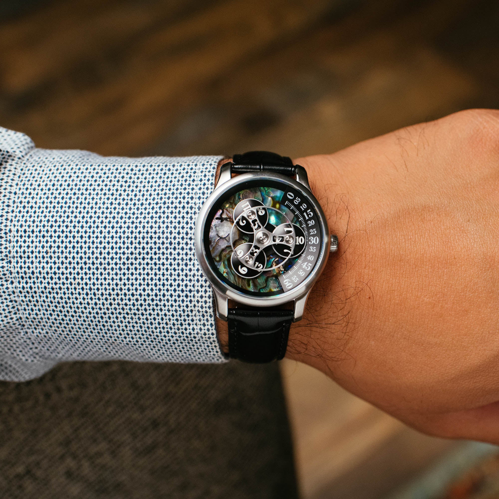 Xeric Triptych Automatic Wandering Hour Stone Edition Abalone-TIME.SHOP