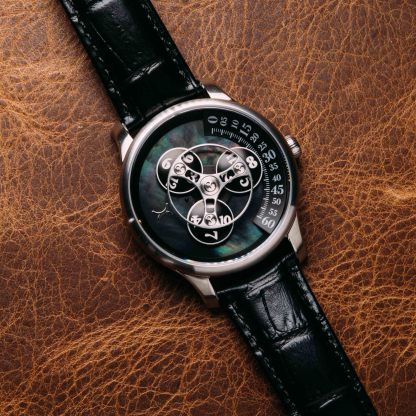 Xeric Triptych Automatic Wandering Hour Stone Edition Black Mother of Pearl-TIME.SHOP