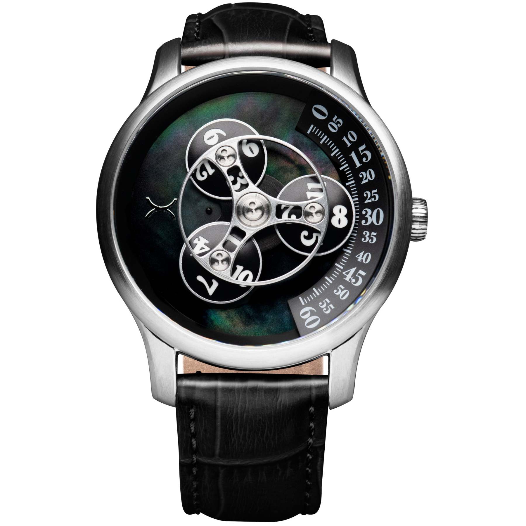 Xeric Triptych Automatic Wandering Hour Stone Edition Black Mother of Pearl-TIME.SHOP