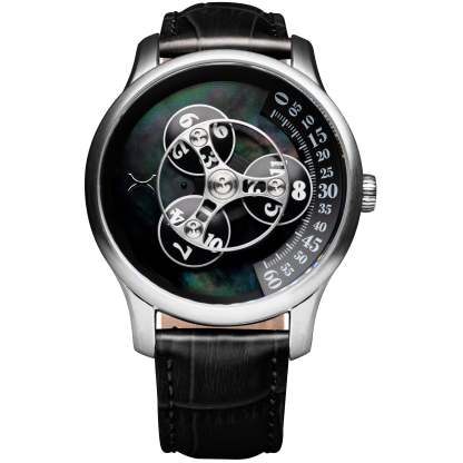 Xeric Triptych Automatic Wandering Hour Stone Edition Black Mother of Pearl-TIME.SHOP