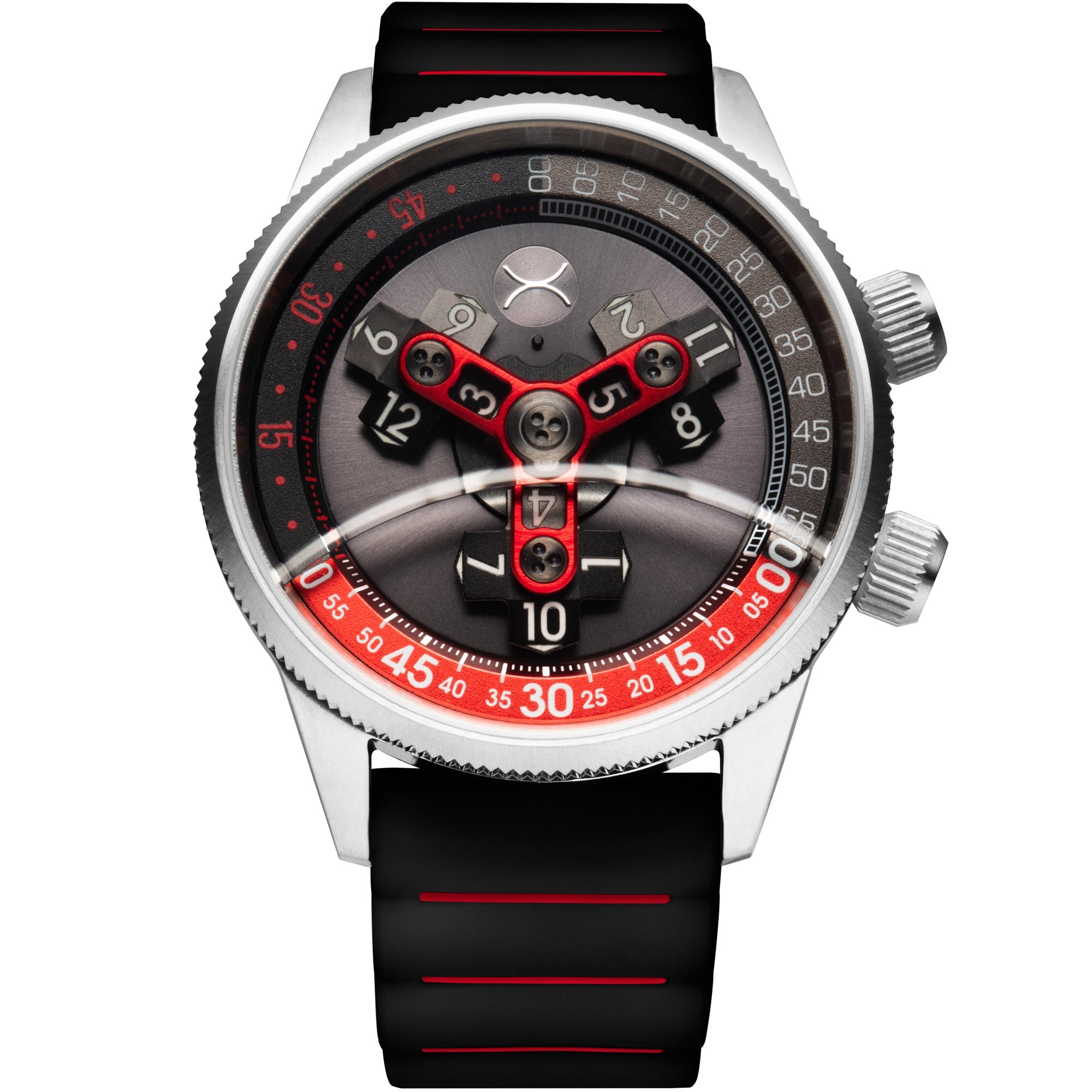 Xeric Vendetta II Automatic Wandering Hour Black Gray Red-TIME.SHOP