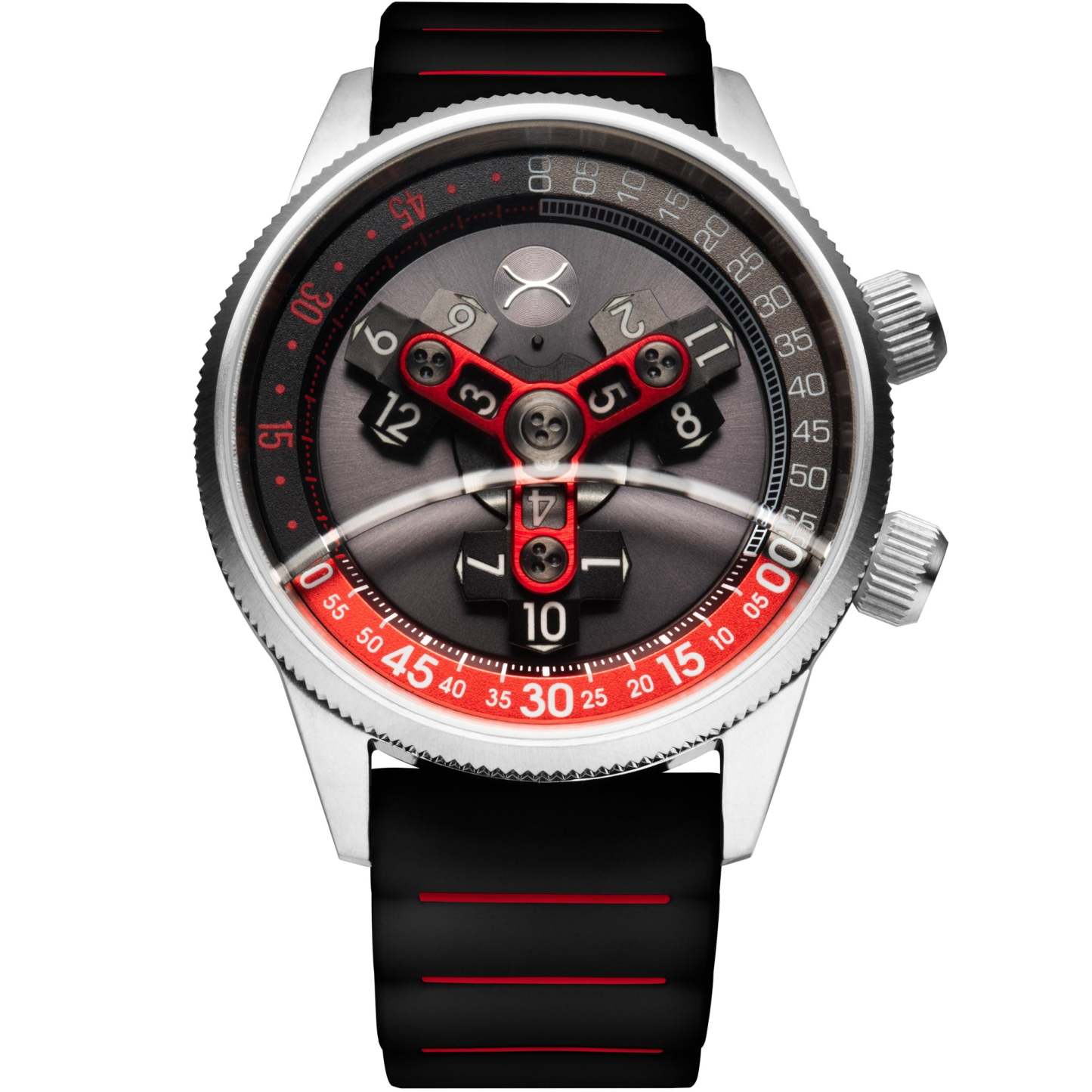 Xeric Vendetta II Automatic Wandering Hour Black Gray Red-TIME.SHOP