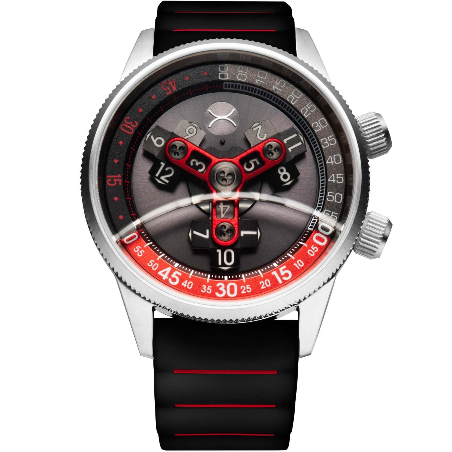 Xeric Vendetta II Automatic Wandering Hour Black Gray Red-TIME.SHOP