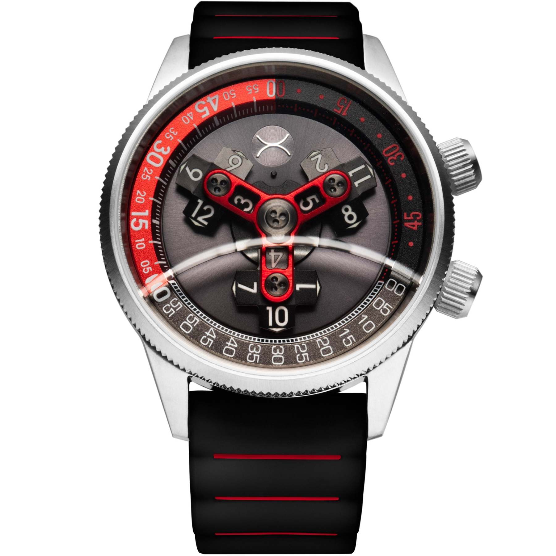 Xeric Vendetta II Automatic Wandering Hour Black Gray Red-TIME.SHOP