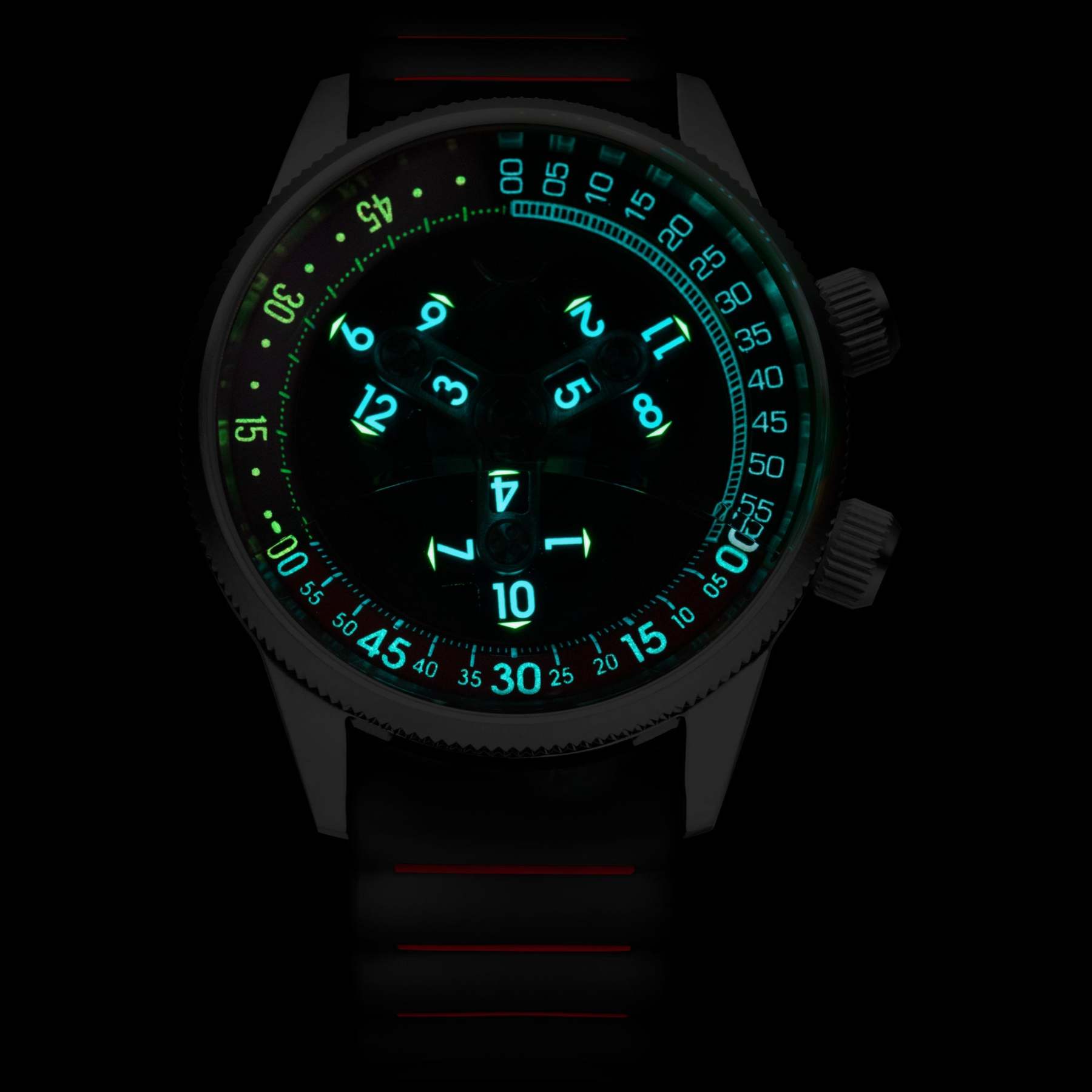 Xeric Vendetta II Automatic Wandering Hour Black Gray Red-TIME.SHOP