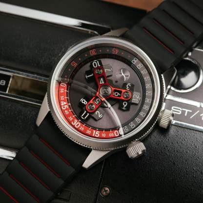 Xeric Vendetta II Automatic Wandering Hour Black Gray Red-TIME.SHOP