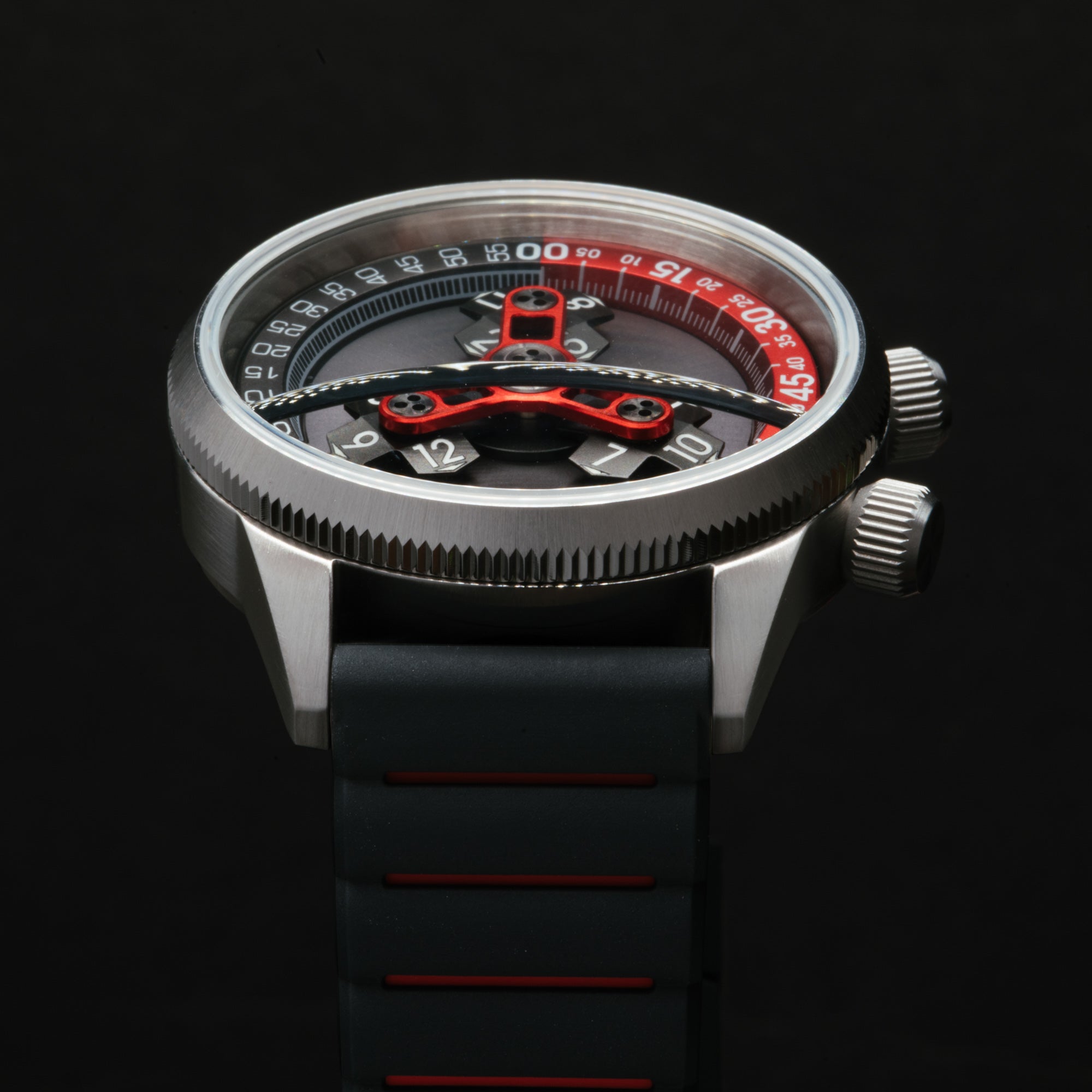 Xeric Vendetta II Automatic Wandering Hour Black Gray Red-TIME.SHOP