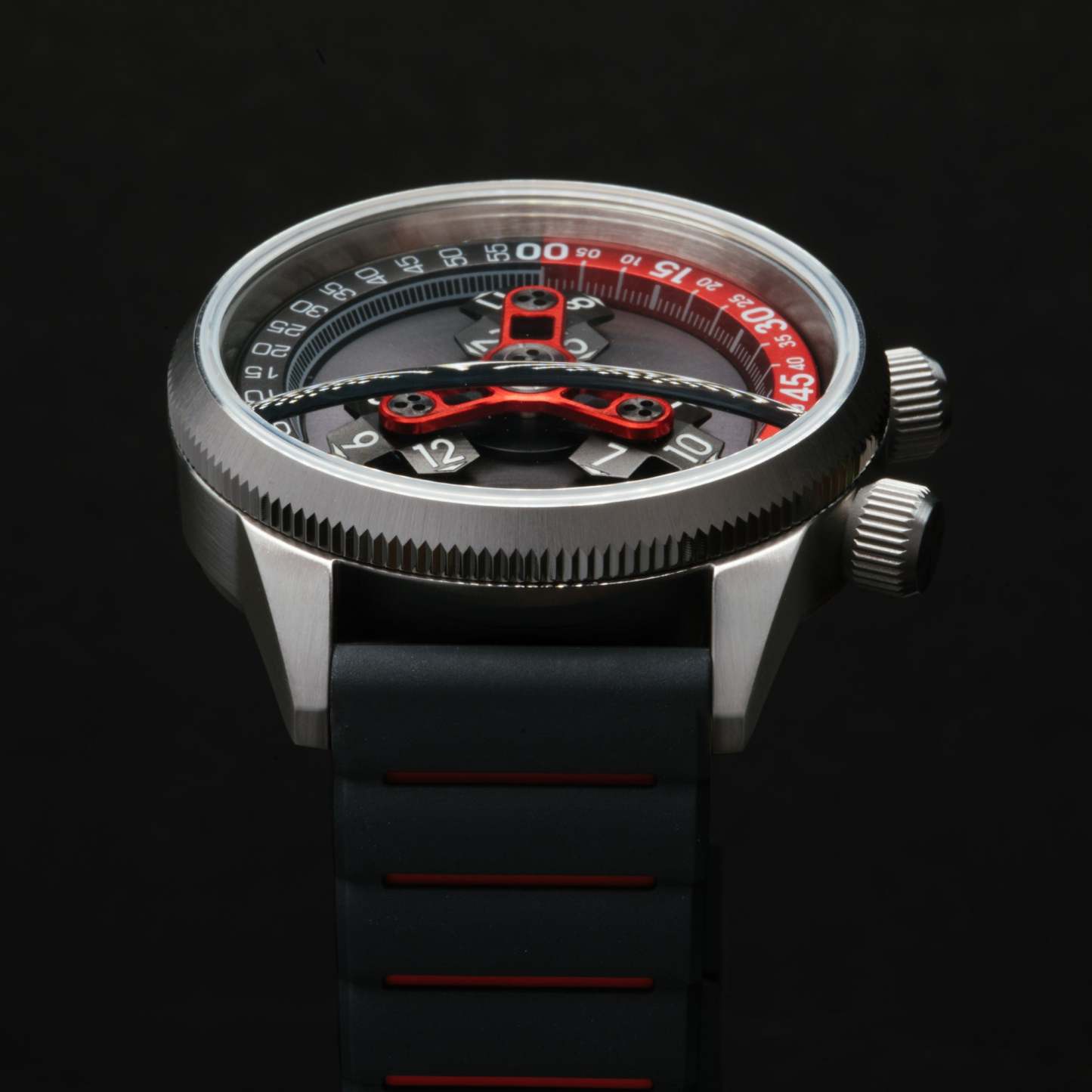 Xeric Vendetta II Automatic Wandering Hour Black Gray Red-TIME.SHOP