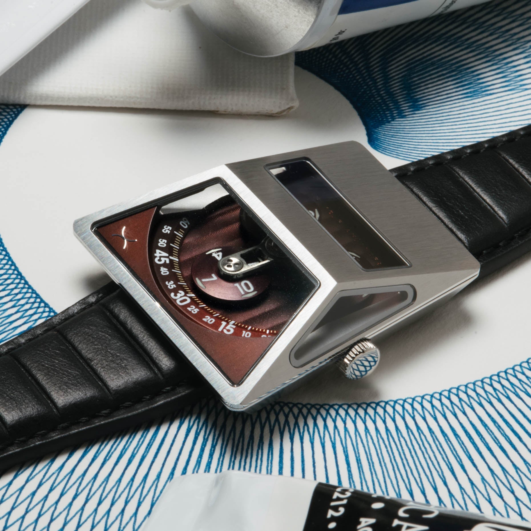 Xeric Vendetta X Wandering Hour Automatic Black Oxblood-TIME.SHOP