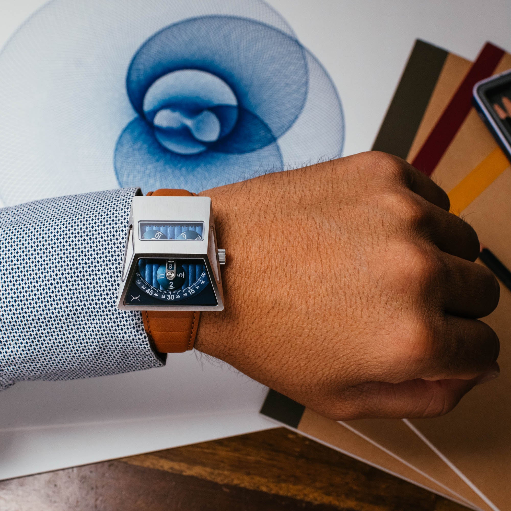 Xeric Vendetta X Wandering Hour Automatic Tan Blue-TIME.SHOP