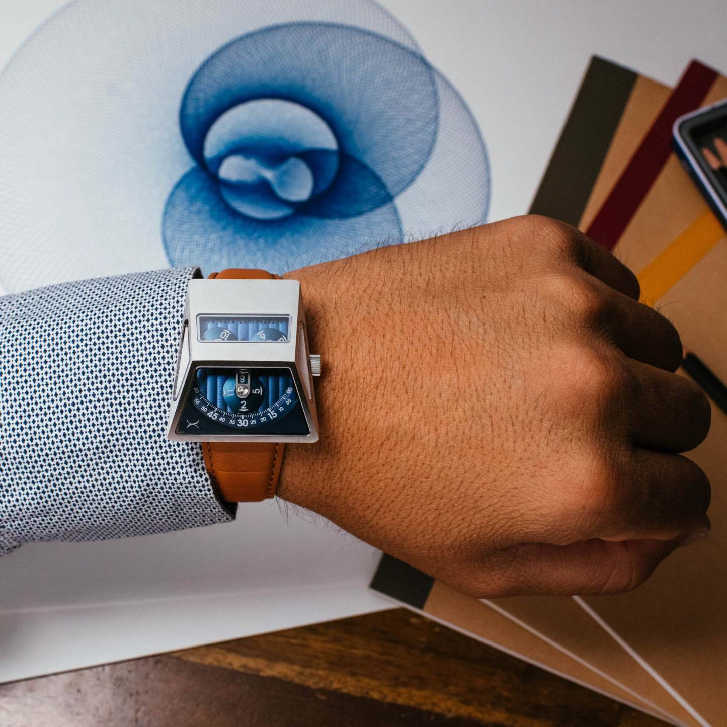 Xeric Vendetta X Wandering Hour Automatic Tan Blue-TIME.SHOP