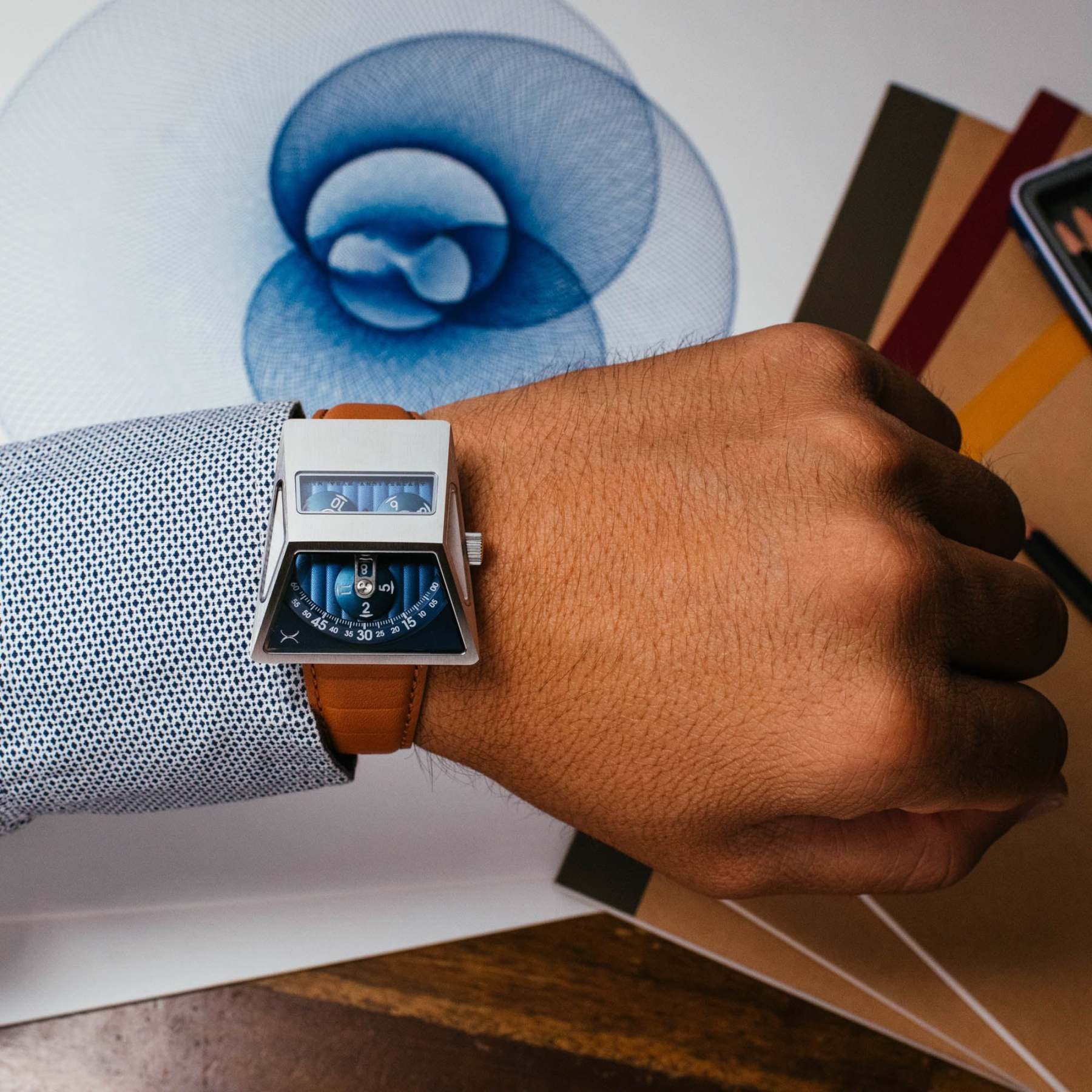 Xeric Vendetta X Wandering Hour Automatic Tan Blue-TIME.SHOP