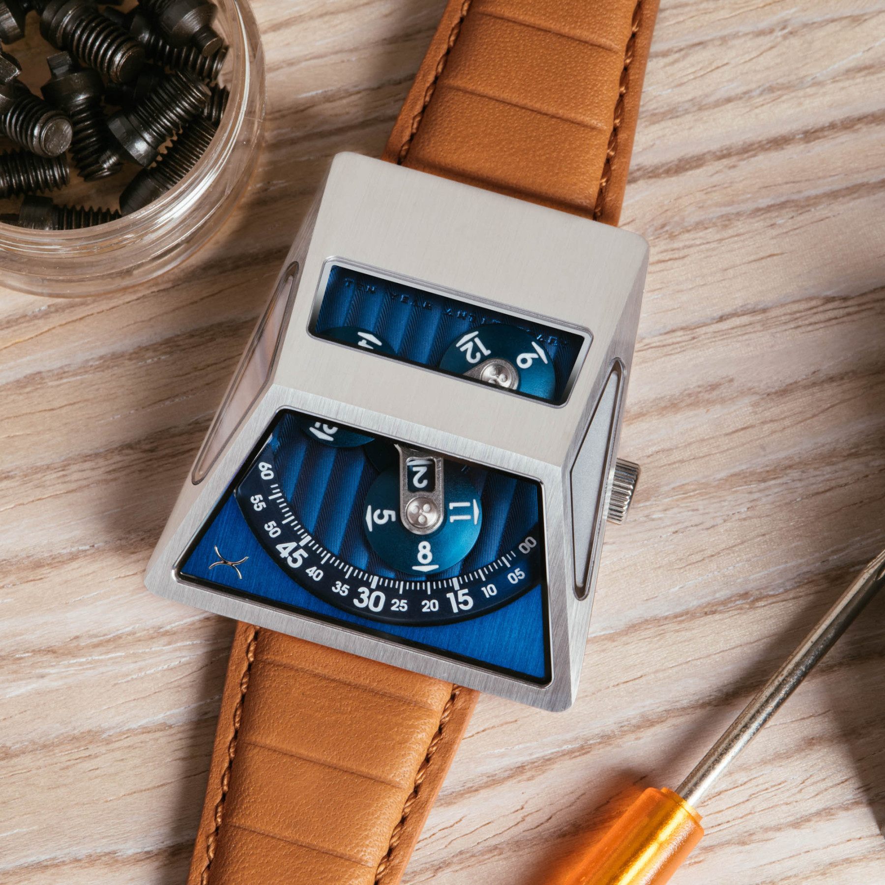 Xeric Vendetta X Wandering Hour Automatic Tan Blue-TIME.SHOP
