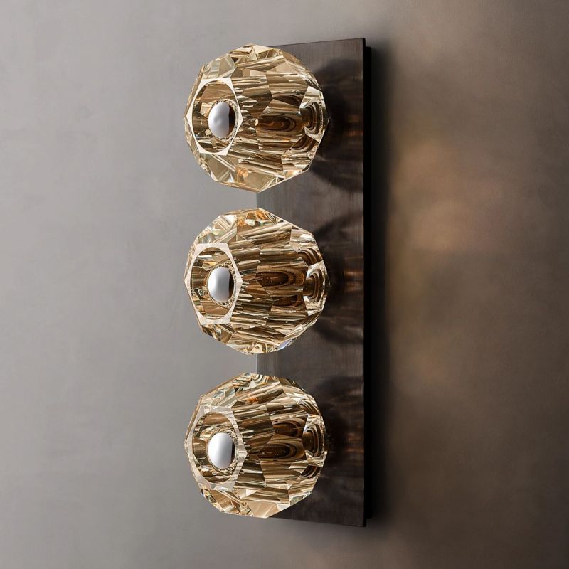 Borkum Cristal Clear Glass Linear Short Wall Sconce-HiLamps
