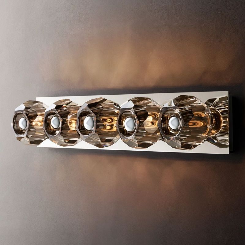 Borkum Cristal Smoke Glass Linear Grand Wall Sconce-HiLamps