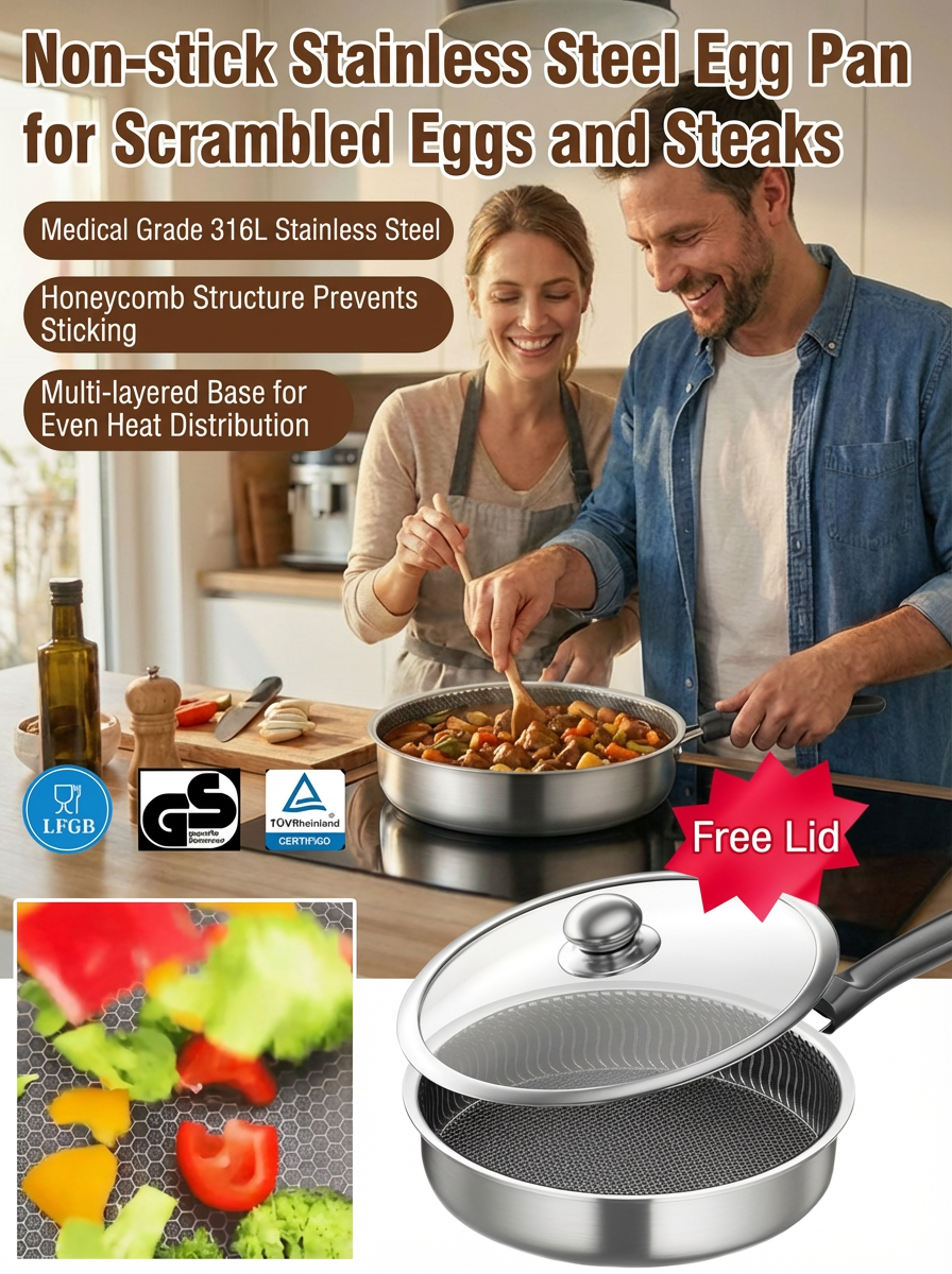 【UK Launch: 50% Off Today (25 chars)】Germany made. Stainless steel frying pan