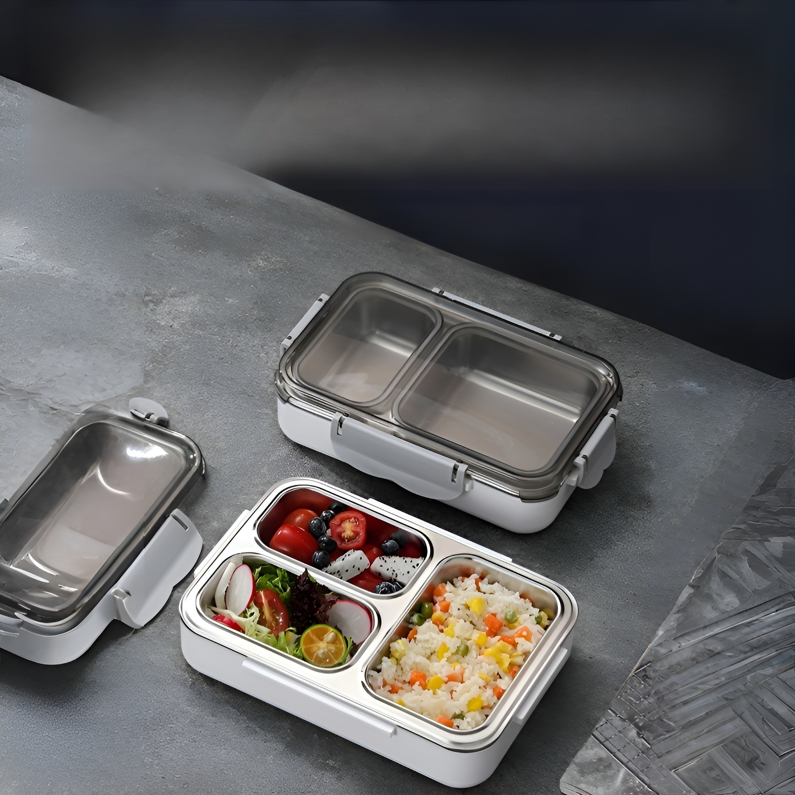 Boîte à lunch en acier inoxydable 304 avec compartiments pour le déjeuner et le dîner, boîte à lunch