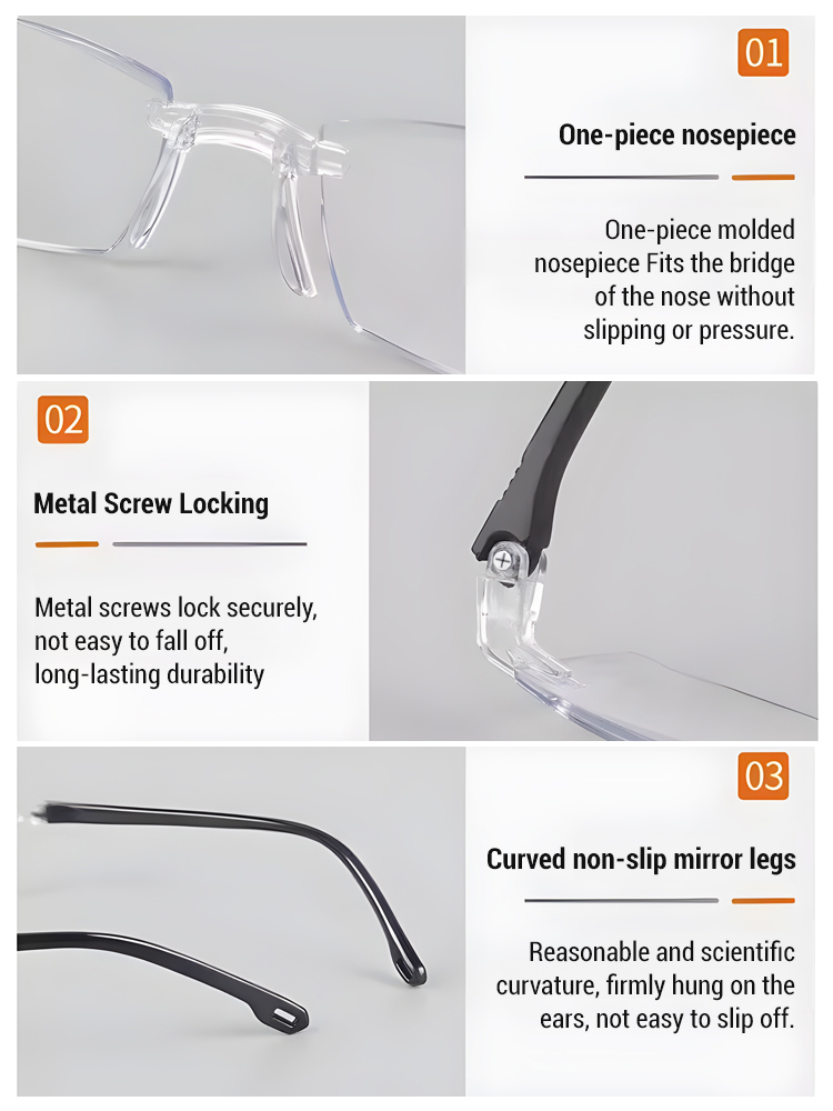 Frameless zoom reading glasses