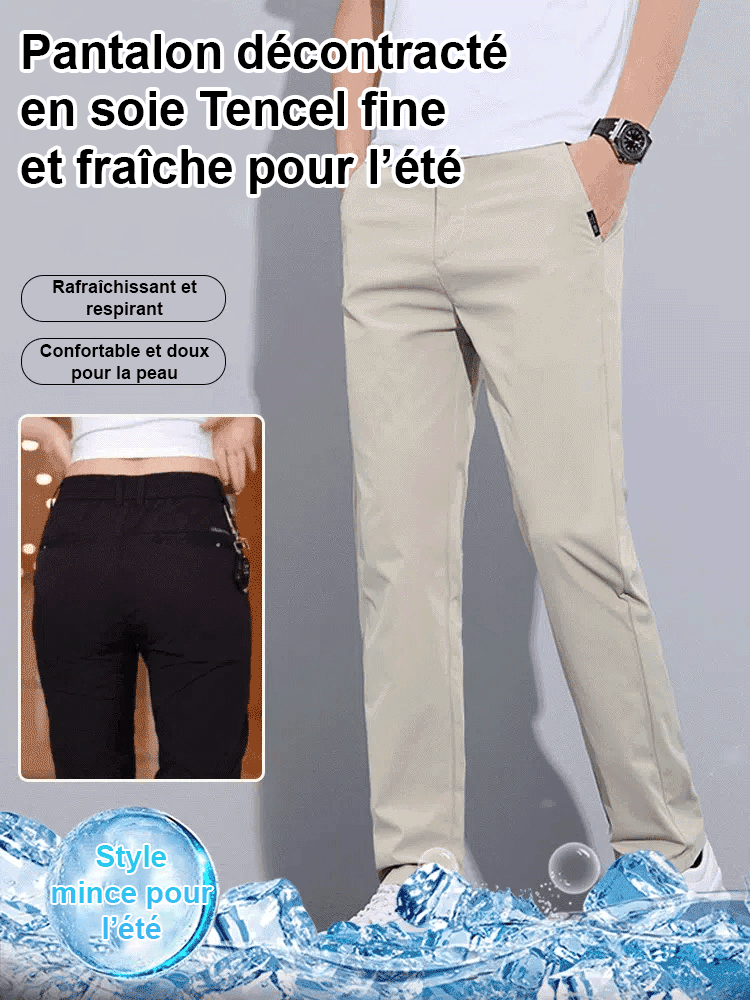 Pantalon d'été décontracté pour hommes avec soie glacée