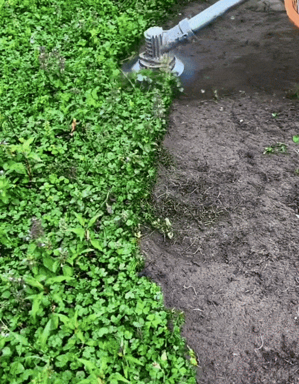 Tête de tondeuse à gazon à roue de désherbage à fil