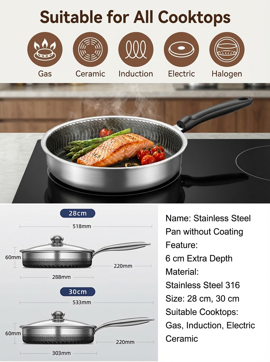 【UK Launch: 50% Off Today (25 chars)】Germany made. Stainless steel frying pan