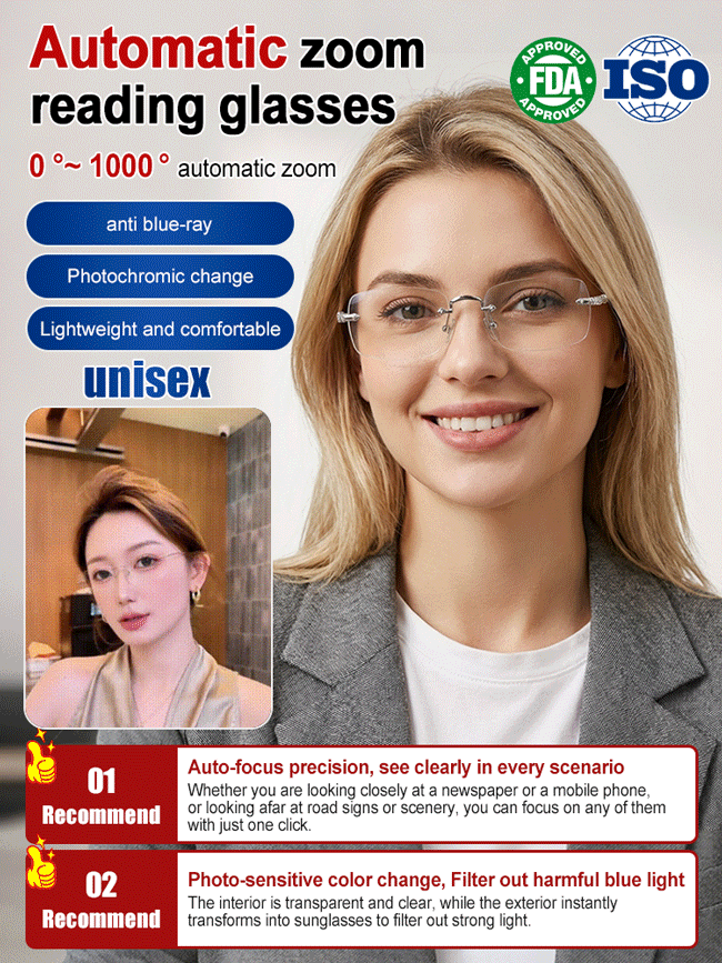 Gafas de lectura fotocromáticas ultraligeras sin marco