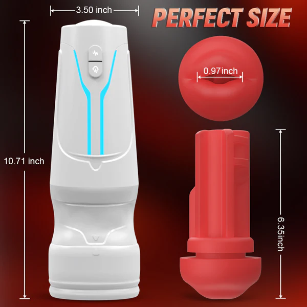 👑👑Soren City Lights Red Sucking Mouth Vibrating Male Stroker