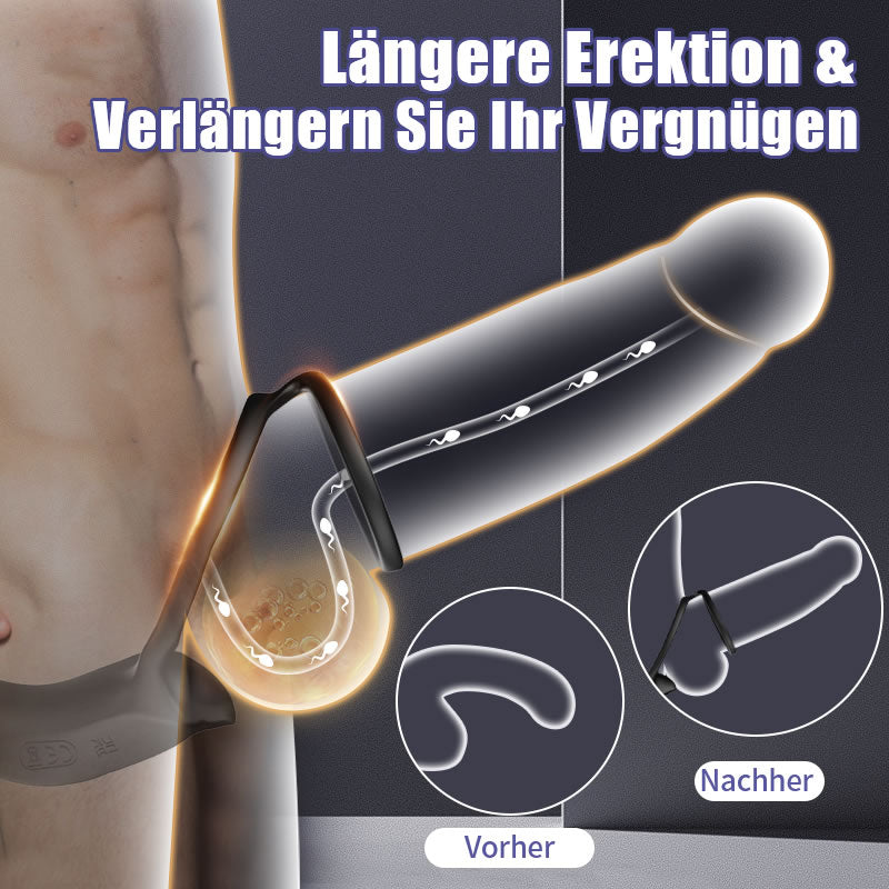 🎁Neuester 5-in-1-Prostatamassager 2025, 💥mit doppelten Silikon-Penisringen, Sexspielzeug für Männer