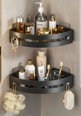 ✨Corner Shelves Shower Storage Rack, Drill Free Wall MountShower Organizer, 40lbs Load Capacity BathroomAccesso